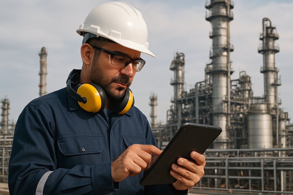 oil refinery staft using intelligent app